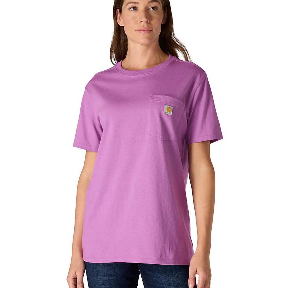 CARHARTT T SHIRT LOOSE FIT SHORT SLEEVE CHEST POCKET PURPLE SZ LG 12-14 NWT